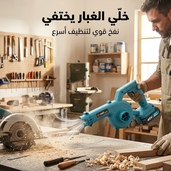 منفاخ هواء لاسلكي قوي 550 واط – 48 فولت، 5 في 1، للشفط والطرد